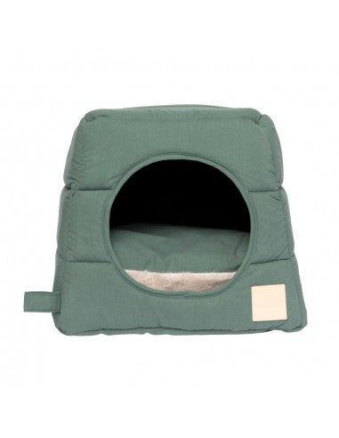 Cama cueva para gatos de algodón FuzzYard Life Myrtle Green