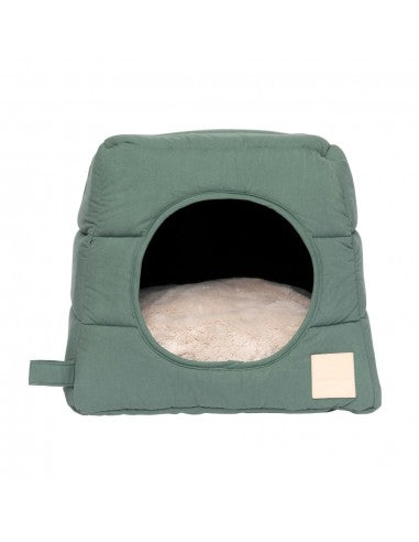 Cama cueva para gatos de algodón FuzzYard Life Myrtle Green