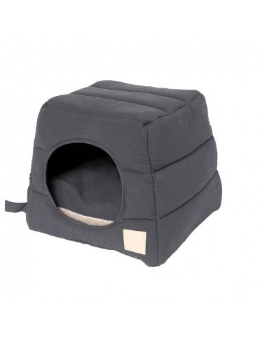 Cama cueva para gatos de algodón FuzzYard Life Slate Grey