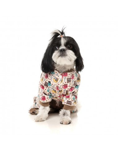Pijama de felpa para perros FuzzYard Breakfast Blitz talla 7