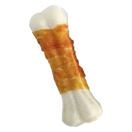 Hueso prensado de piel blanca con pollo para perros, 7,5, 10 y 20 cm