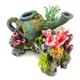 Jarra con rocas y plantas para acuario