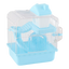 Jaula para hámster de 2 niveles azul con rueda, escalera y bebedero, vista lateral