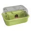 Jaula para hámster antimordeduras verde con tapa abatible transparente
