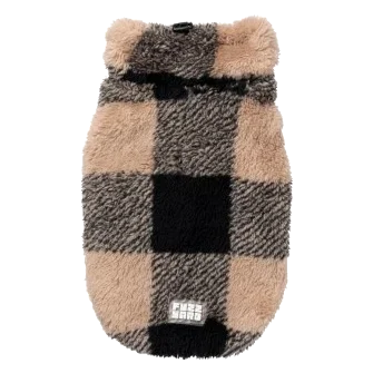 Jersey para perros FuzzYard Checkered Teddy negro y beige