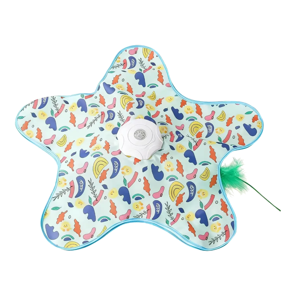 Juguete interactivo para gatos con forma de estrella y pluma, estampado multicolor
