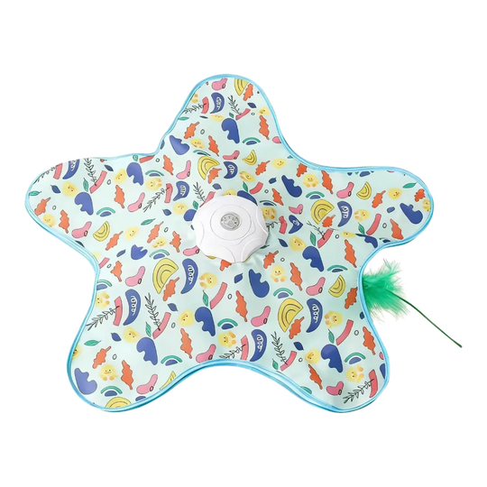 Juguete interactivo para gatos con forma de estrella y pluma, estampado multicolor