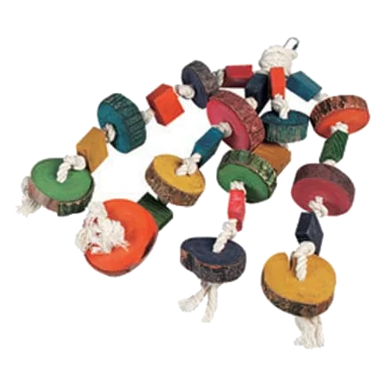 Juguete Loro percha + abalorios (4 cuerdas) para pájaros