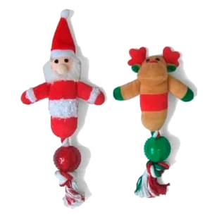 Juguete navideño Papá Noel y reno de peluche para perros