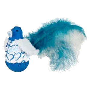 Juguete pajarito azul con plumas y catnip