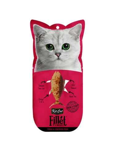 Snack para gatos Kit Cat FilletFresh atún y pescado ahumado