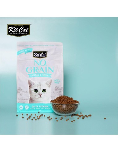 Pienso para gatos sin cereales Kit Cat pollo y pavo 10 kg
