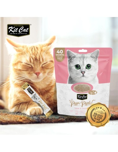 Snacks para gatos Kit Cat PurrPuree atún y salmón 40x15 g