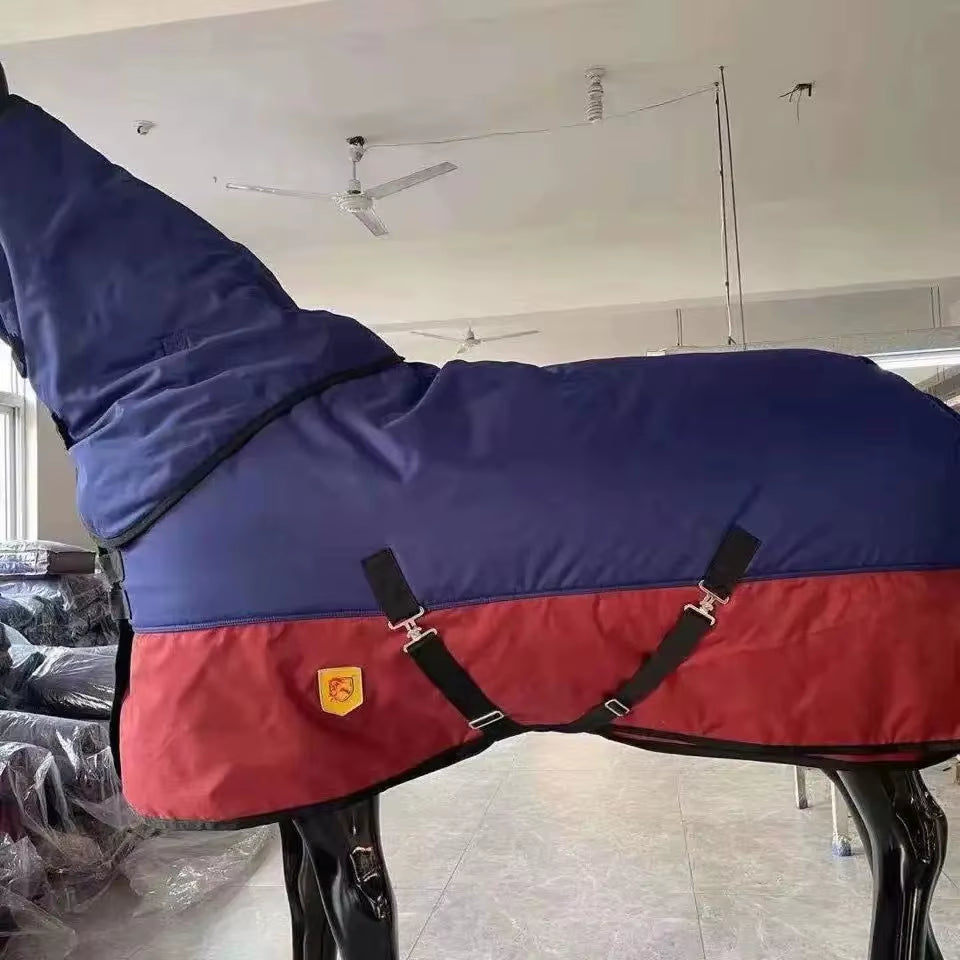 Manta de invierno impermeable para caballo con cuello