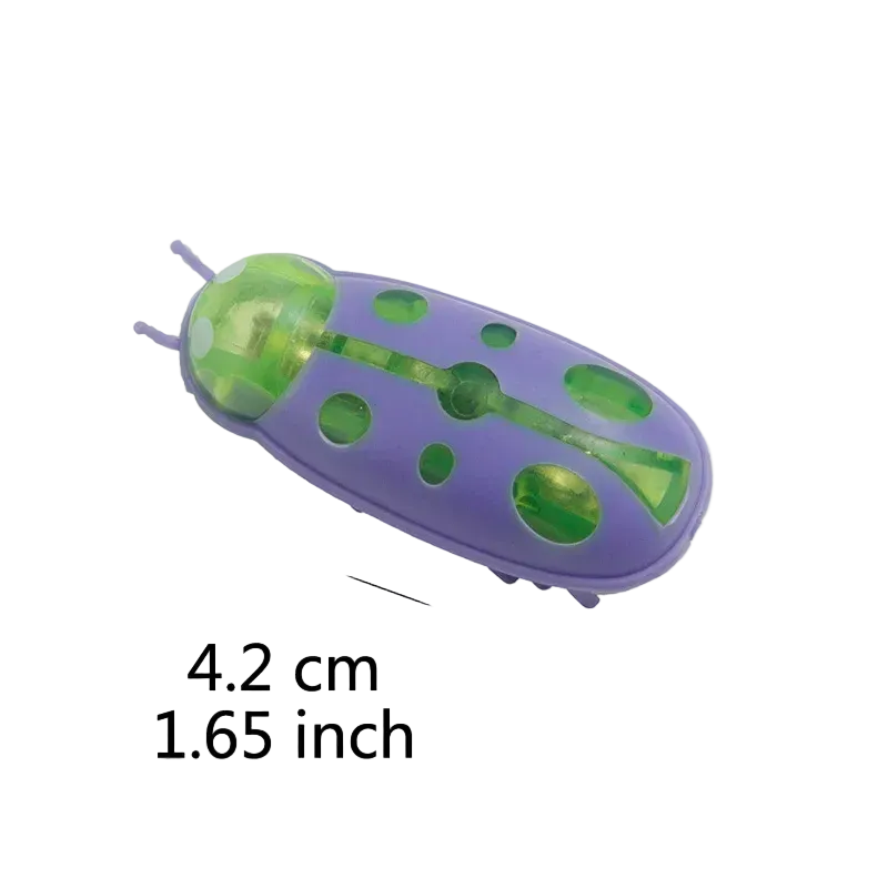 Mariquita vibradora para gatos, juguete de insecto que se mueve solo, morado y verde