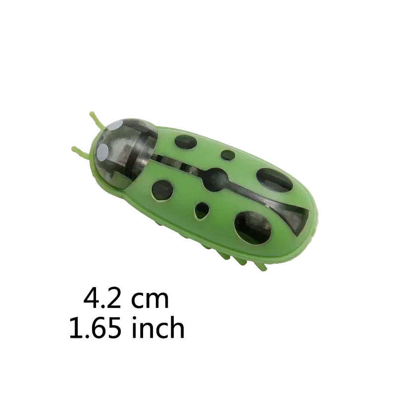 Mariquita vibradora para gatos, juguete de insecto que se mueve solo, verde y negro