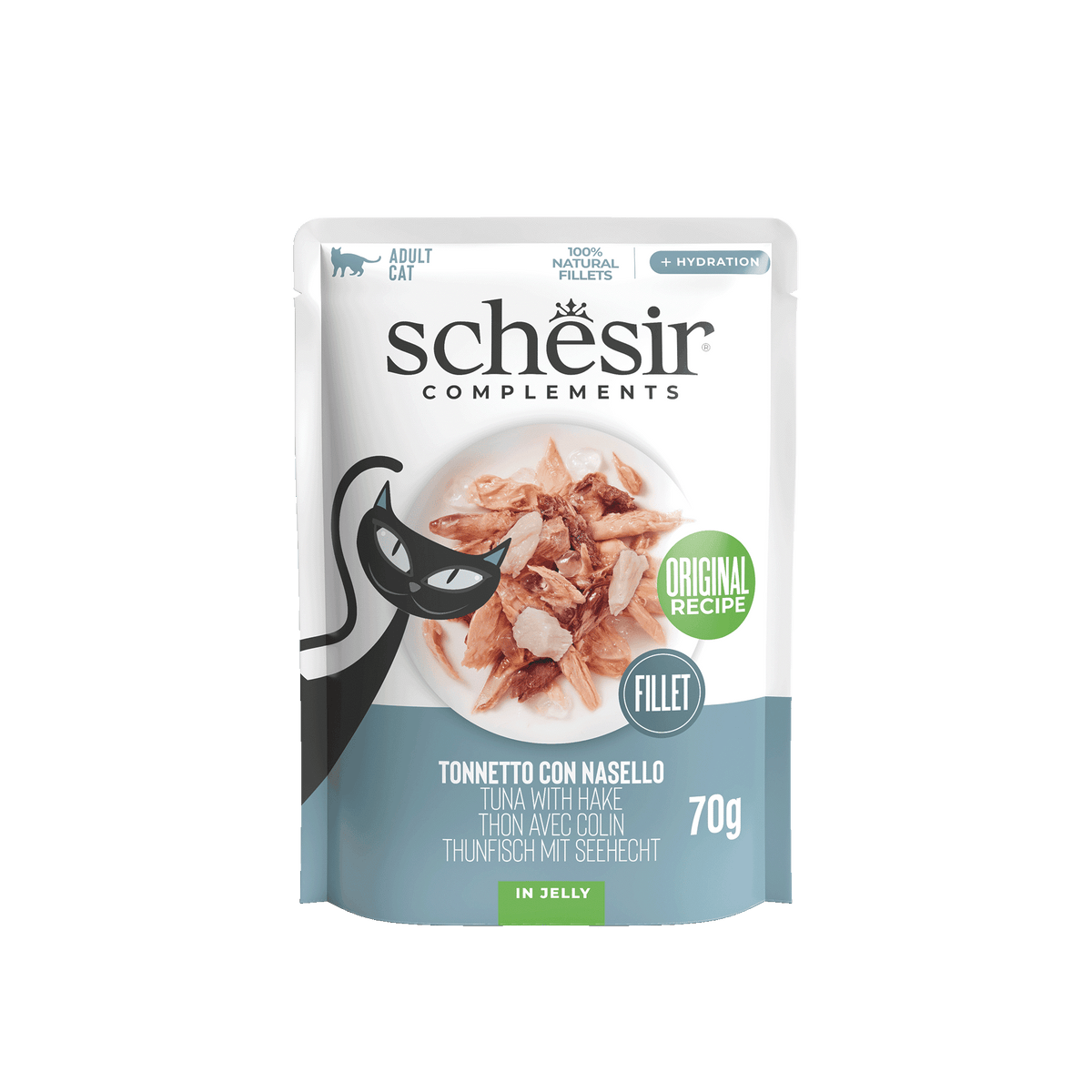 Schesir Sobre Atún con merluza 70 gr para gatos