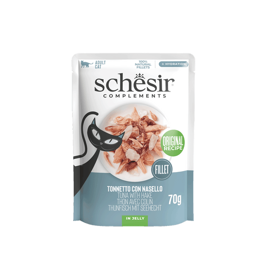 Schesir Sobre Atún con merluza 70 gr para gatos