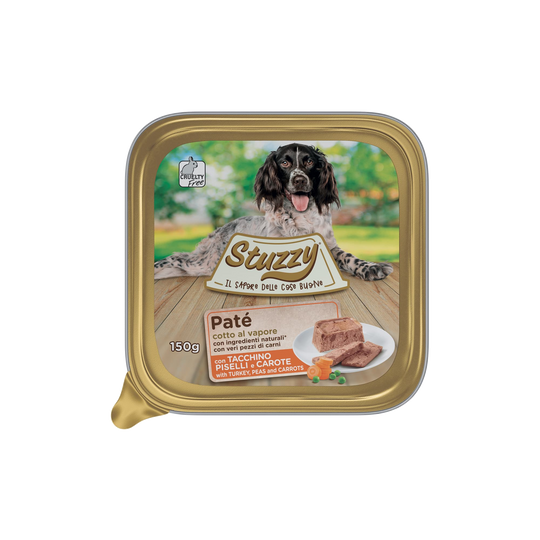 Mister Stuzzy dog tarrinas aluminio pavo con guisantes y zanahorias para perros