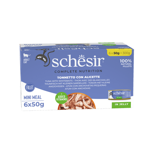 Schesir Latas Multipack Atún con anchoetas 6x50gr alimento completo para gatos