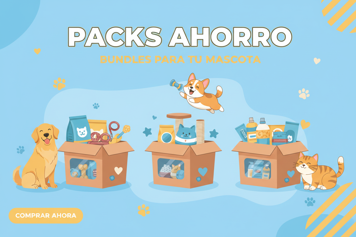 PACKS AHORRO / BUNDLES PARA TU MASCOTA en español que siga linea de la tienda azul cielo y amarillo