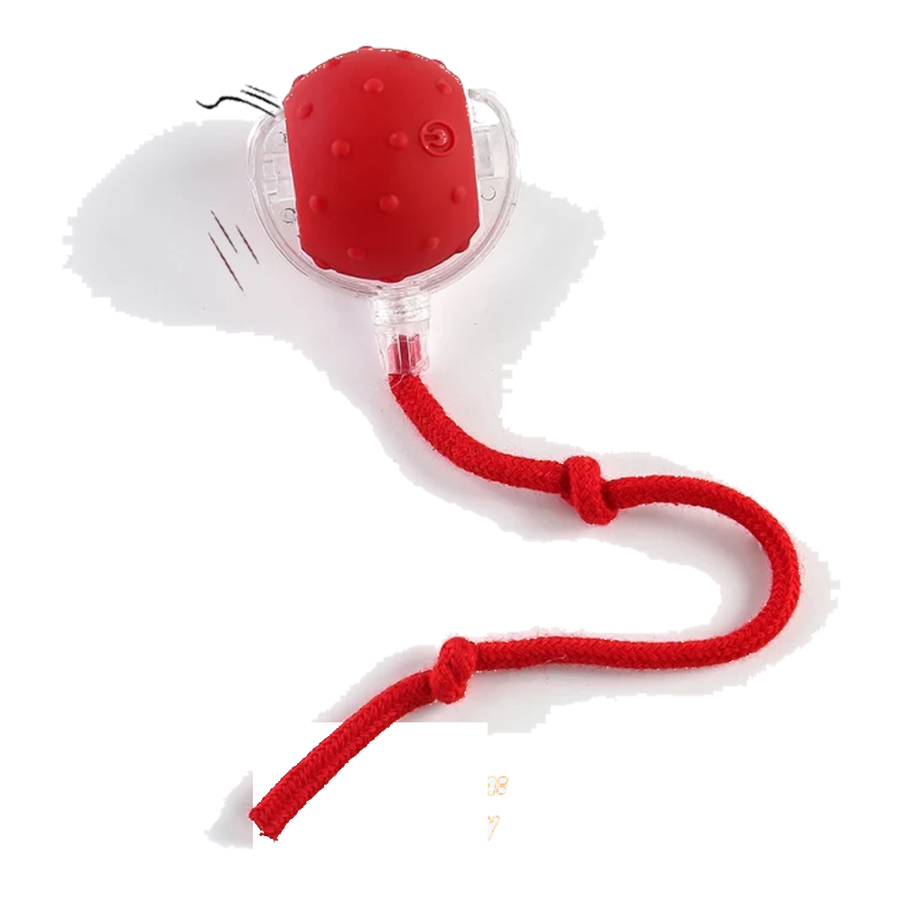 Pelota automática para gatos roja con sonido y cuerda