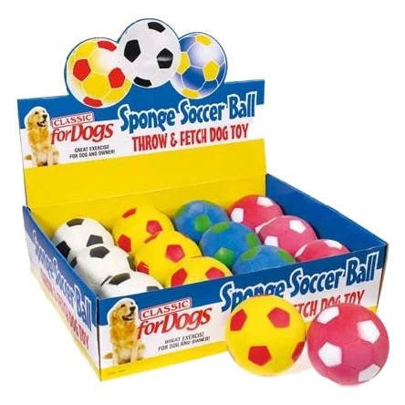 Pelota de fútbol semidura Classic Soccer Ball para perros, 95 mm