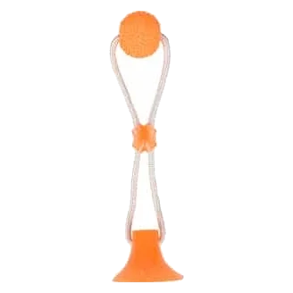 Pelota de goma con ventosa naranja para perros