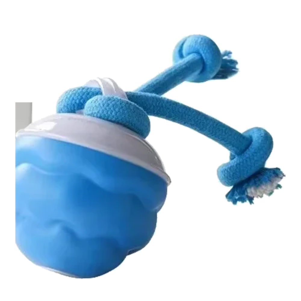 Pelota interactiva para perros con cuerda, versión azul mejorada