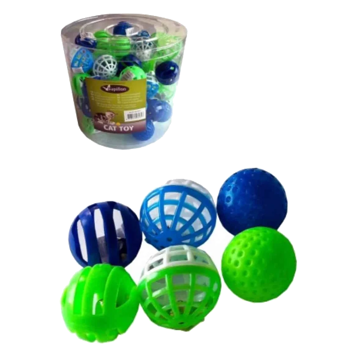 Pelotas de plástico 4 cm con cascabel en tubo para gatos