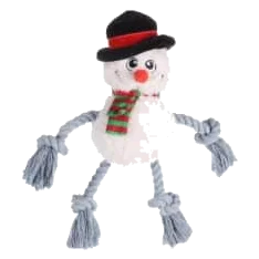 Peluche de Navidad muñeco de nieve con cuerda para perros