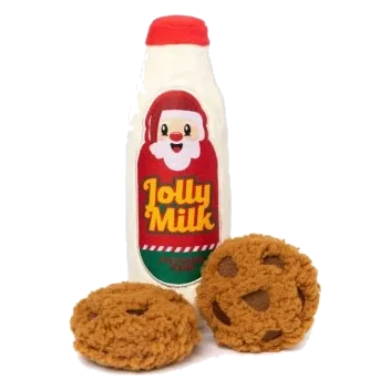 Peluches navideños perro FuzzYard Jolly Milk & Cookies pack 3