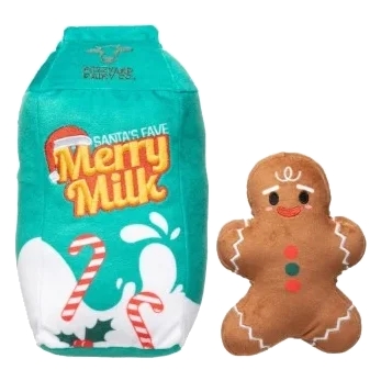 Peluches navideños perro FuzzYard Milk & Gingerbread pack 2