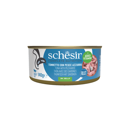 Schesir Lata Atún con sardinas 140g alimento completo para gatos