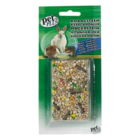 Piedra para roer con muesli para roedores