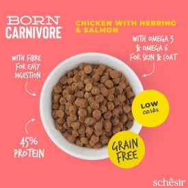 Schesir pienso born carnivore pollo con arenque y salmón 1.25 gr para gatos - imagen 3