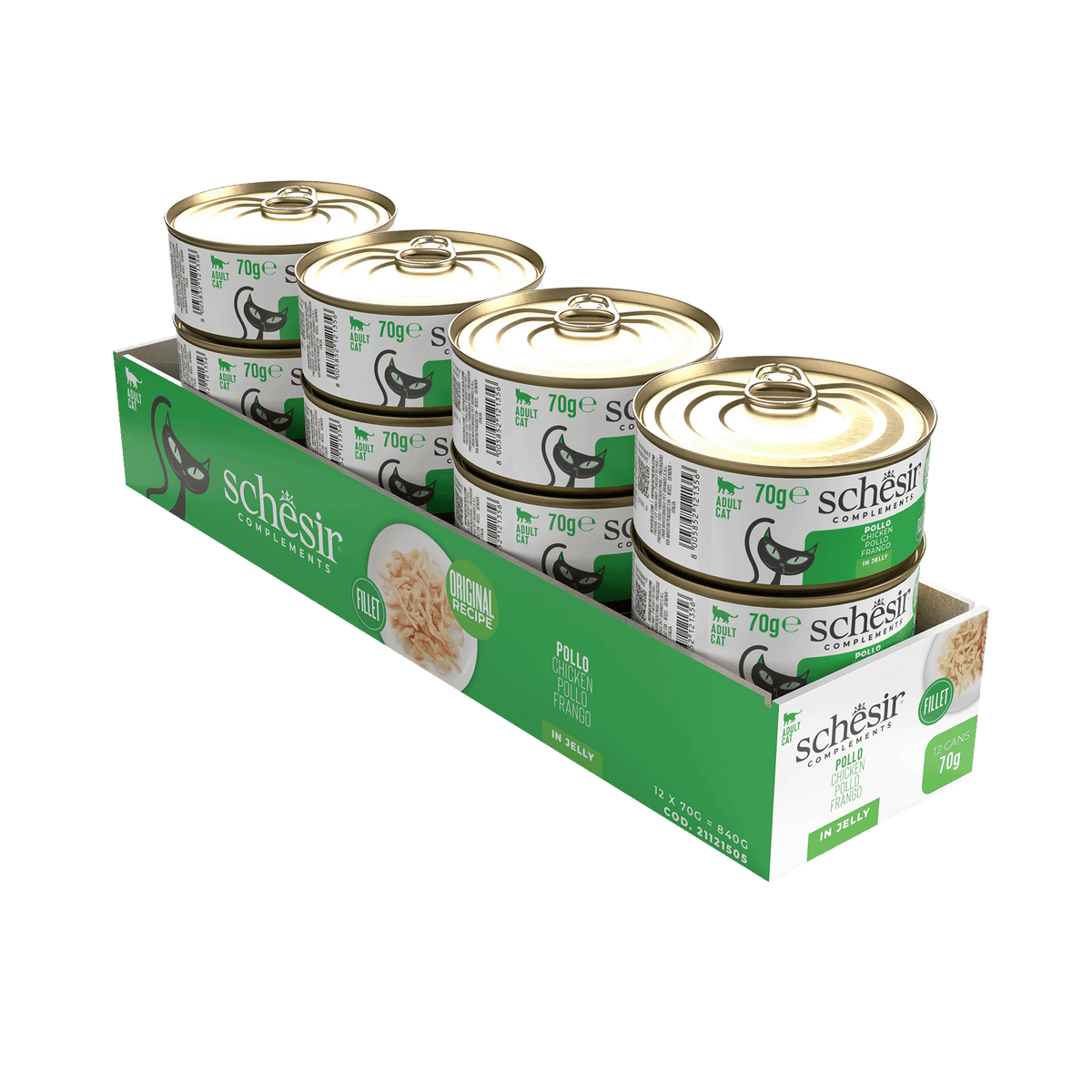 Schesir Lata Filetes de pollo 70g en gelatina para gatos - imagen 2