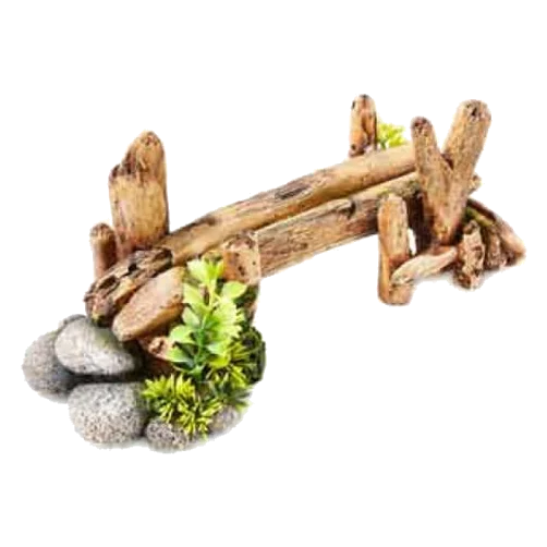 Puente de Bambú con plantas para acuario