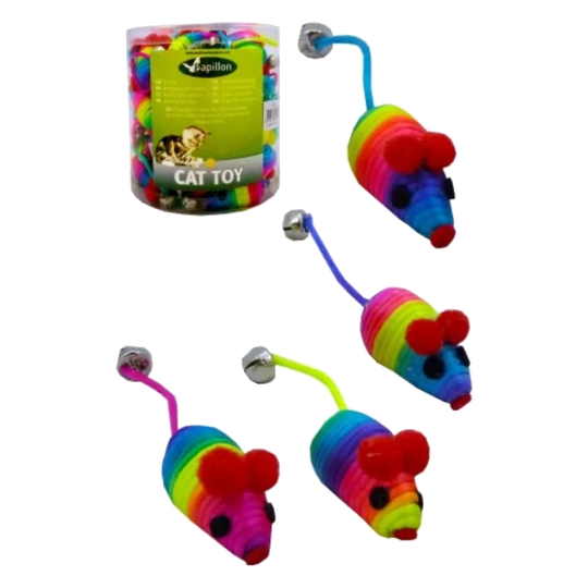 Ratón arco iris con cascabel 5 cm para gatos