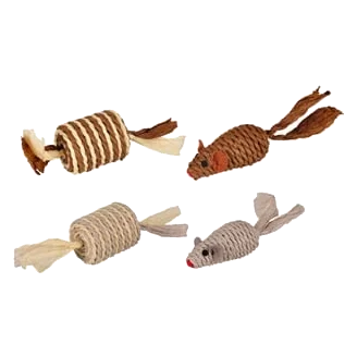 Ratón y rodillo de sisal para gatos