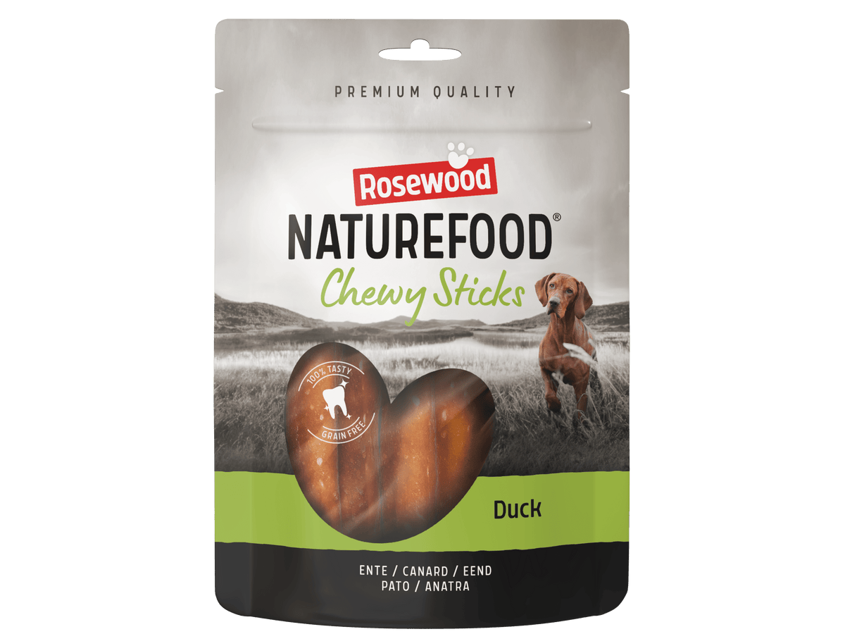 Rosewood Naturefood Chewy Sticks de pato para perros, bolsa de 100 g