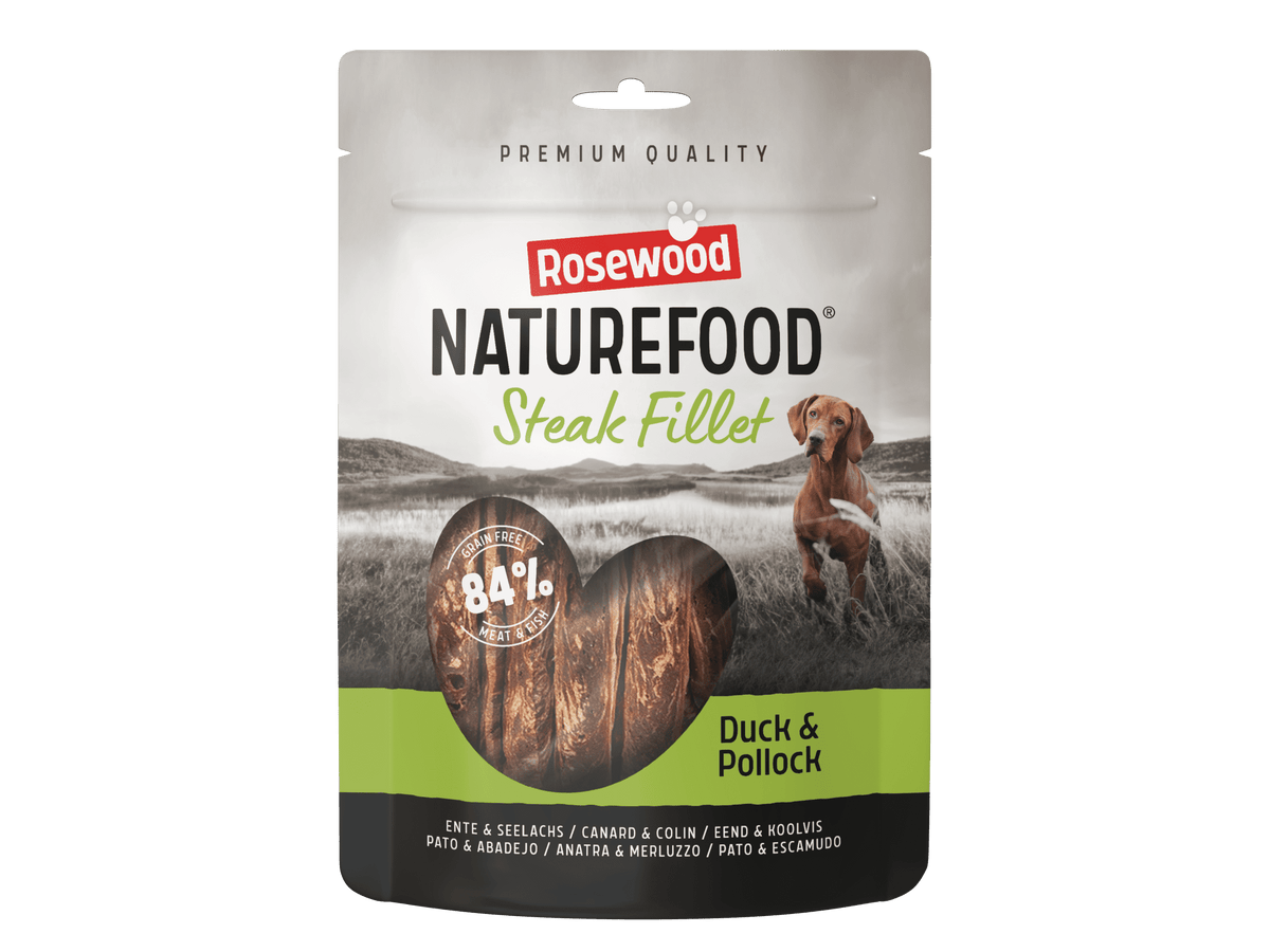Rosewood Naturefood Steak Fillet de pato y abadejo para perros, bolsa de 100 g