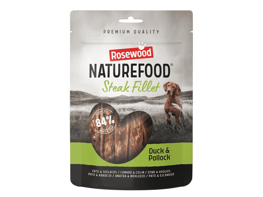 Rosewood Naturefood Steak Fillet de pato y abadejo para perros, bolsa de 100 g