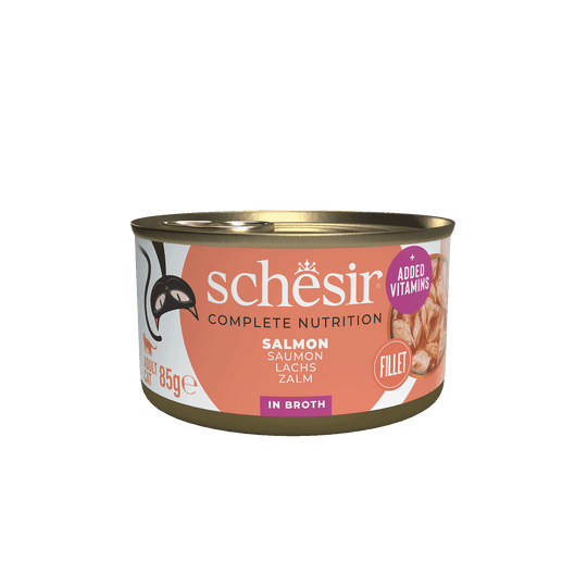 Schesir Lata Salmón al natural 85g alimento completo para gatos