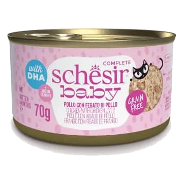 Schesir baby pollo con higados de pollo 70 gr para gatos