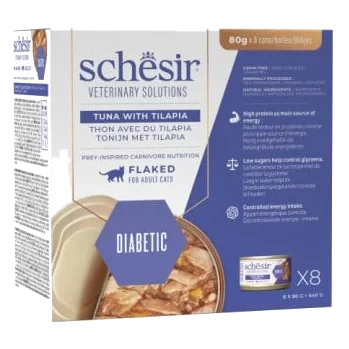 Schesir diabetes control atún con tilapia 80 gr para gatos