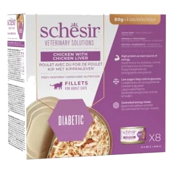 Schesir diabetes control pollo con higado en filetes 80 gr para gatos