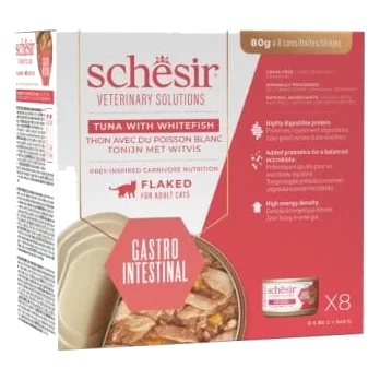 Schesir dieta gastrointestinal atún con pescado blanco desmenuzado para gatos
