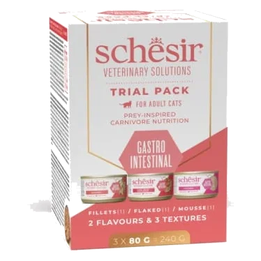Schesir dieta gastrointestinal pack de prueba 3x80 gr para gatos