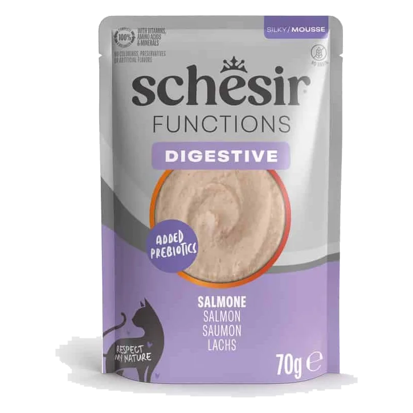 Schesir functions digestive salmón mousse 70 gr para gatos